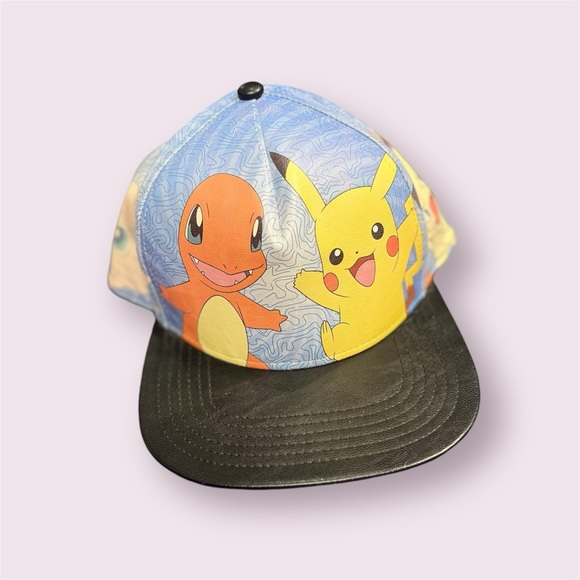 2016 Pokemon Snapback Hat Ball Cap | Game Freak Nintendo |Faux Leather - Picture 1 of 4